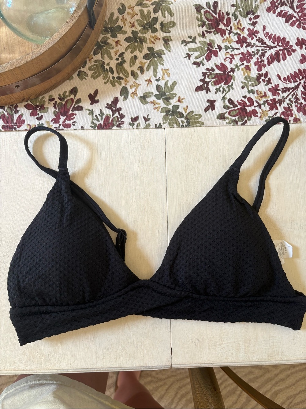 aerie Black Textured Triangle Bikini Top